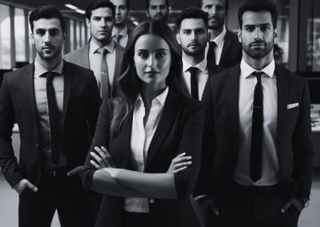 Illustration showing real estate agents analyzing marketing mistakes, market data, and AI insights in real estate Dubai and Abu Dhabi property market.